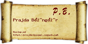 Prajda Böngér névjegykártya